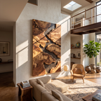 Mid Century Solid Wood Wall Sculpture For Living Room