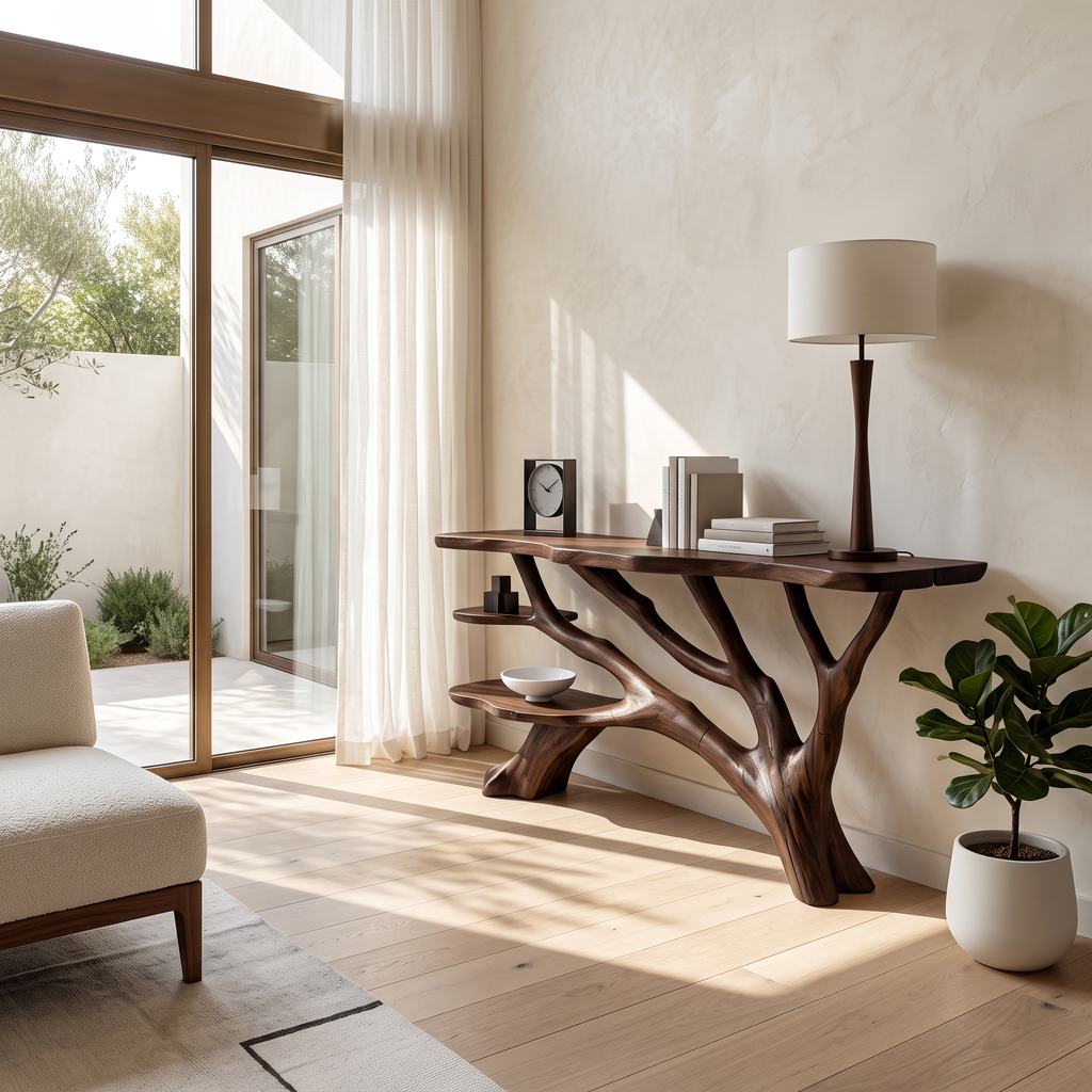 Handcrafted Live Edge Entryway Table For Bedroom Rustic Home Interior