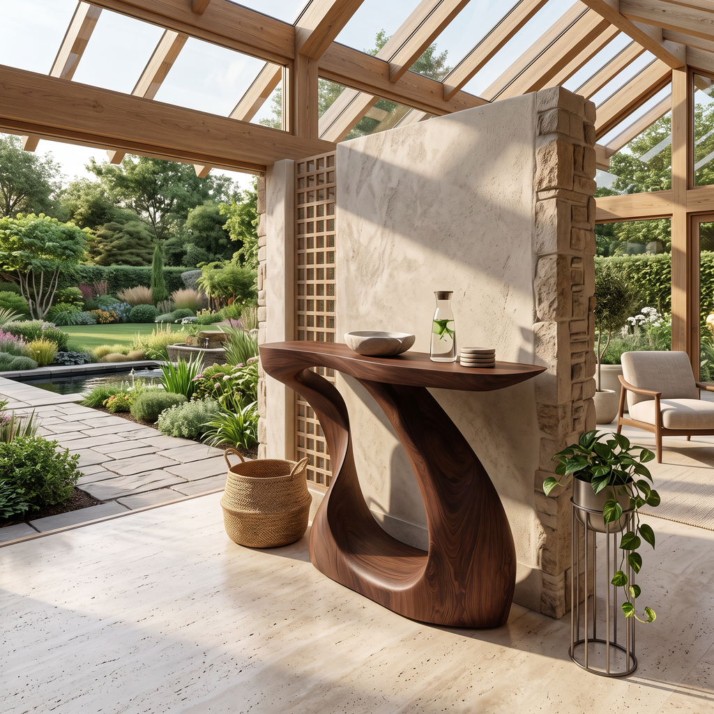 Modern Live Edge Entryway Table Sculptural Wood For Luxury Home Decor