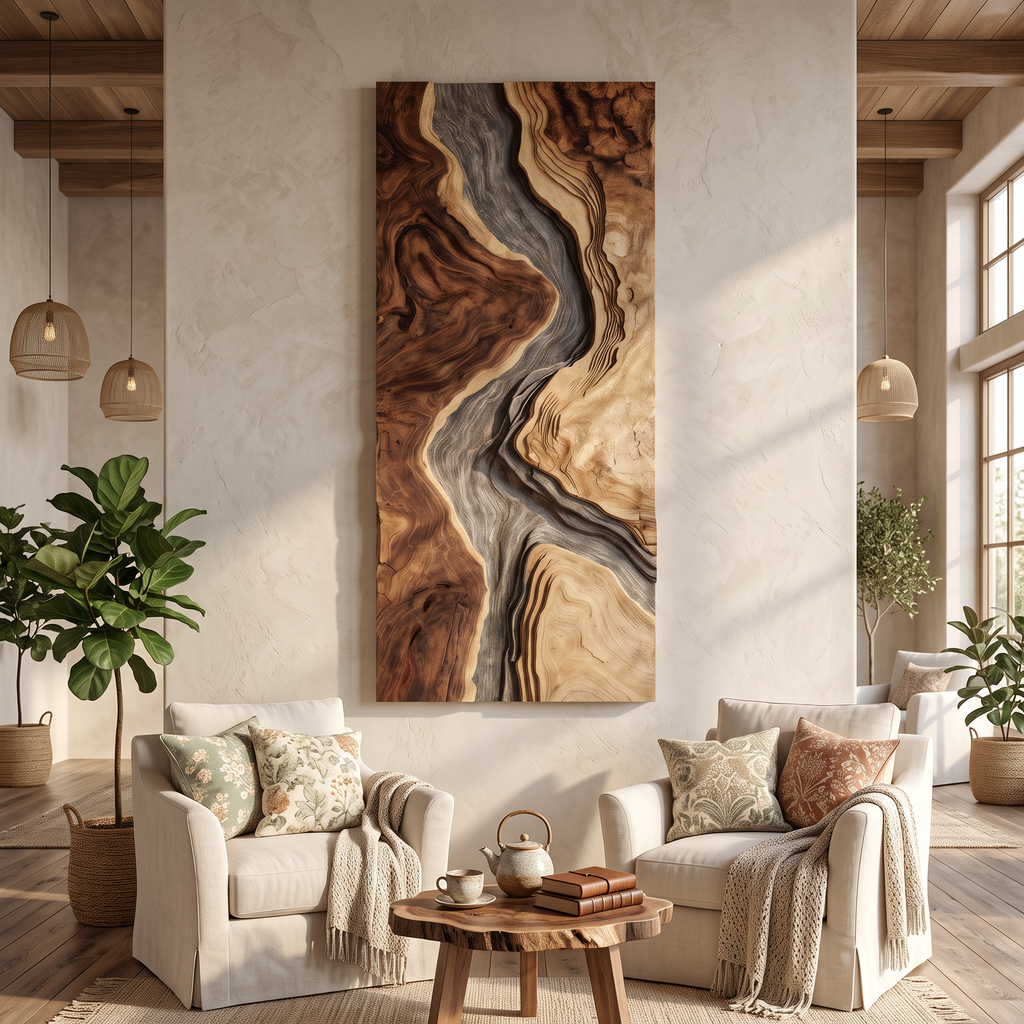 Handcrafted Wooden Wall Sculpture For Entryway Design