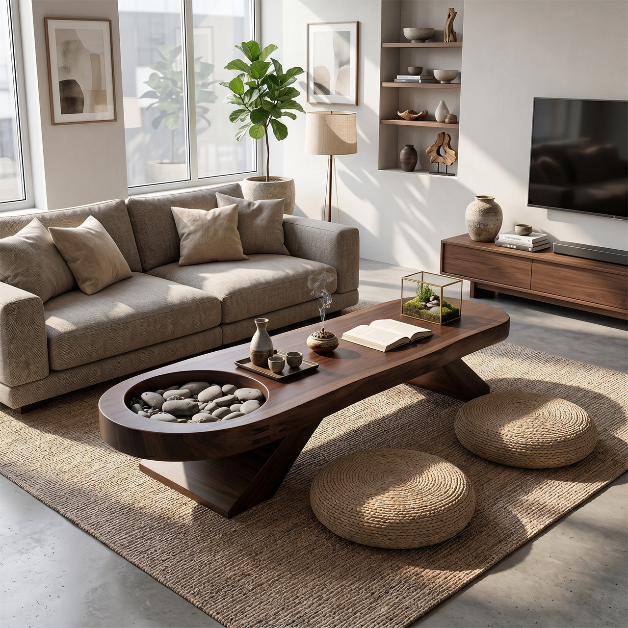 Farmhouse Solid Wood Coffee Table For Living Room And Entryway Design