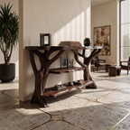 Mid Century Wooden Live Edge Console Table For Modern Furniture Decor