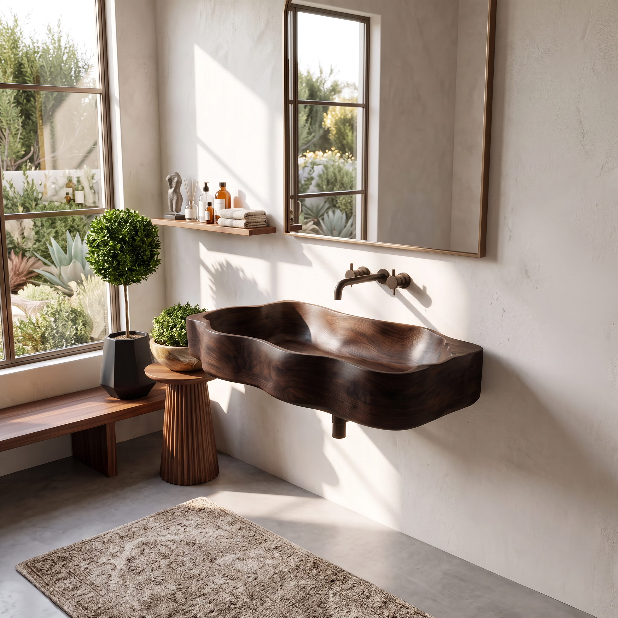Mid Century Live Edge Wood Vanity Sink For Premium Bathroom Decor