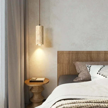 Brio travertine pendant light with natural stone shade