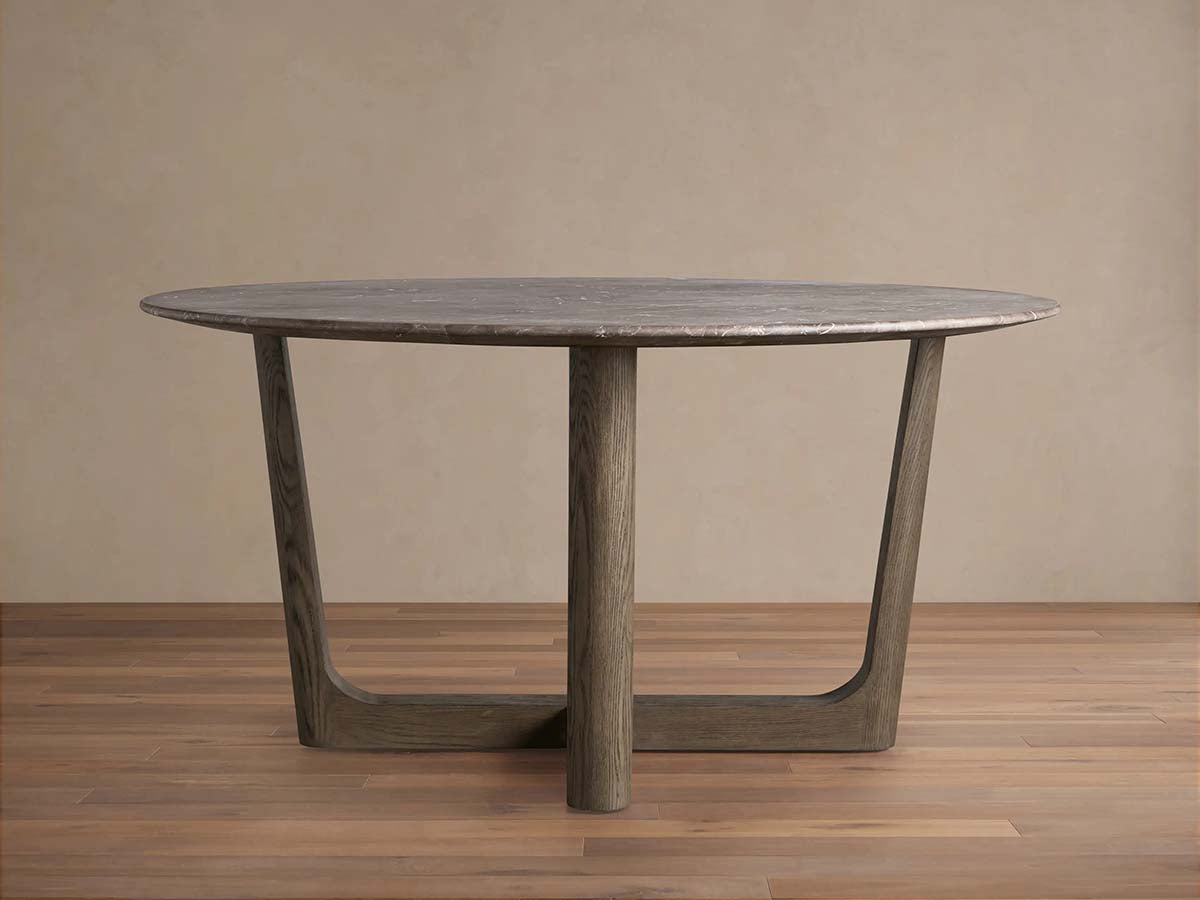 Saint Germain Carrara Marble Top Round Dining Table With Wood Rennes Base