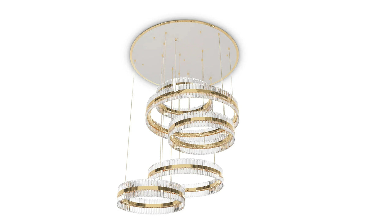 5-Ring Crystal Chandelier in Gold Finish-Chandeliers-casivra-casivra