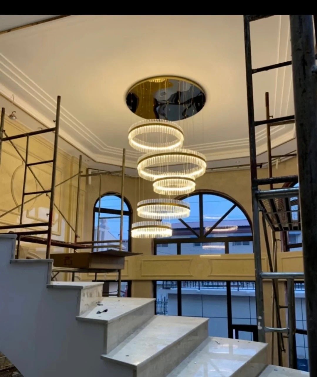 5-Ring Crystal Chandelier in Gold Finish-Chandeliers-casivra-casivra