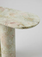 Light Green Natural Marble Double Column Oval Console Table, Luxury Entryway Accent Table for Home Decor