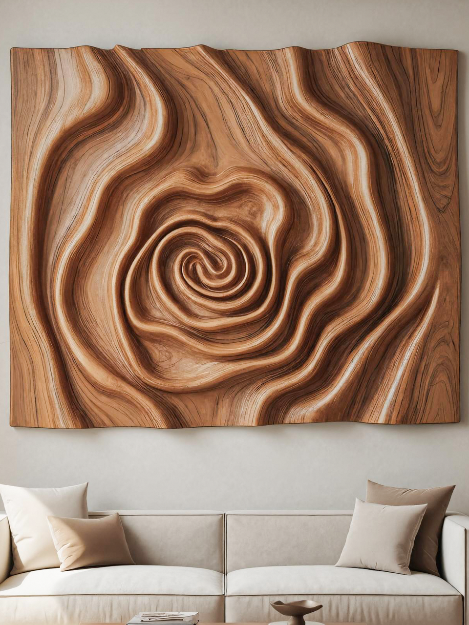 Organic Wall Sculpture With Spiral Design For Living Room