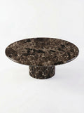 Emperador Marble Round Coffee Table with Sculptural Petal Base | Luxury Natural Stone Center Table