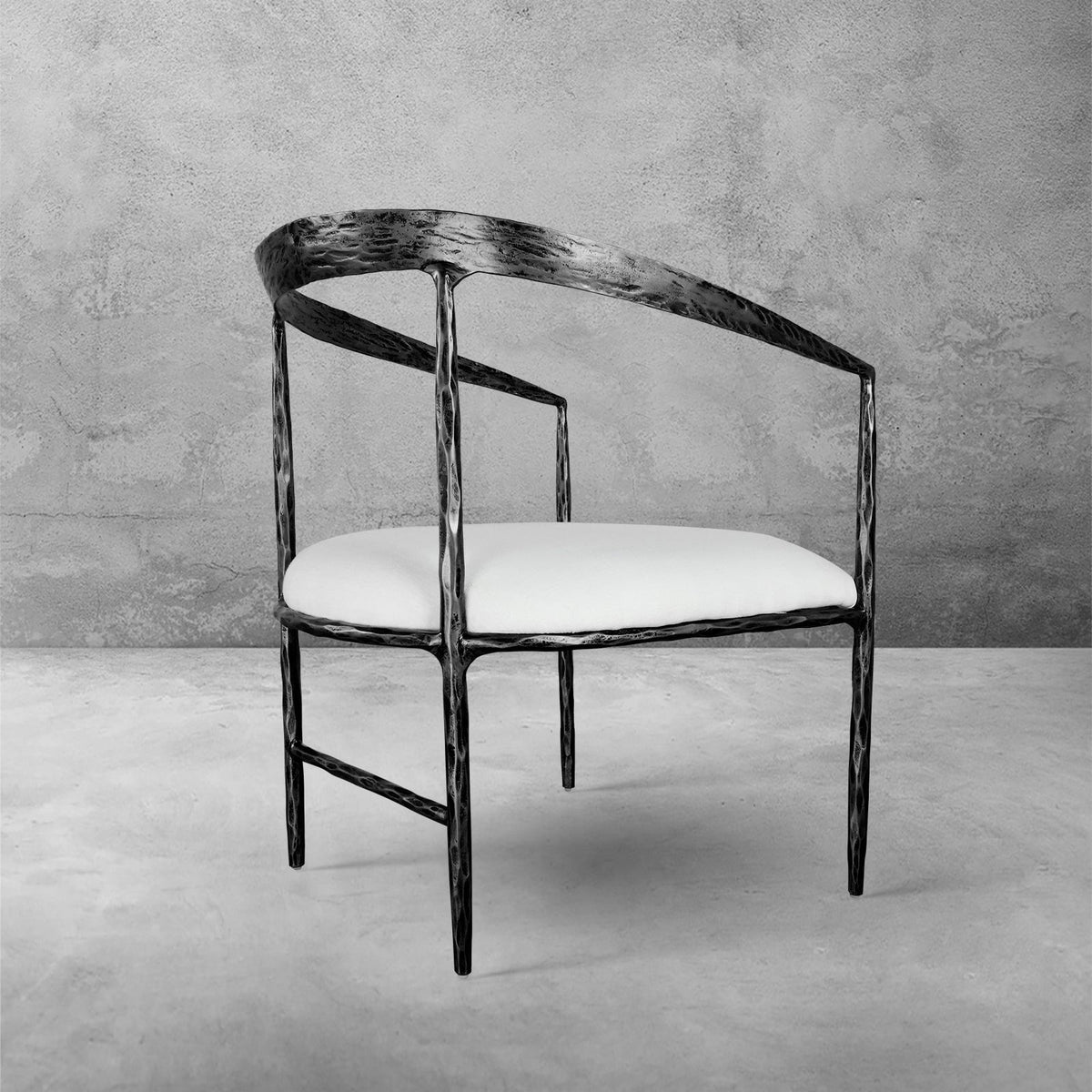 Hand-Forged Metal Curved Chair