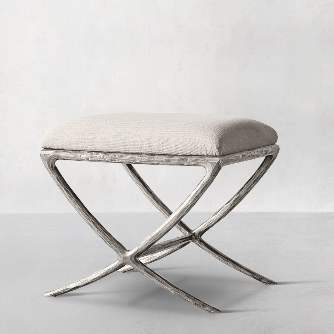 Hand-Forged Metal X-base Stool