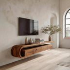 Modern Sculptural Wall Mounted TV Console For Living Room