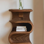 Organic Nightstand With Storage Shelf For Bedroom Area