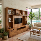 Modern TV Wall Unit With LED Shelves For Living Room