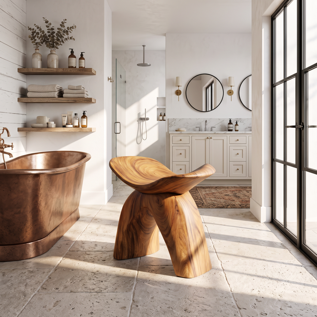 Farmhouse Bath Seat For Cozy Bathroom Furniture Decor