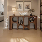 Modern Carved Console Table With Circular Cutout For Entryway