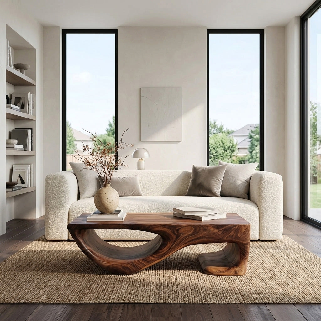 Minimal Curved Coffee Table For Living Room