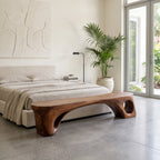 Modern Sculptural Bench With Curved Design For Living Room