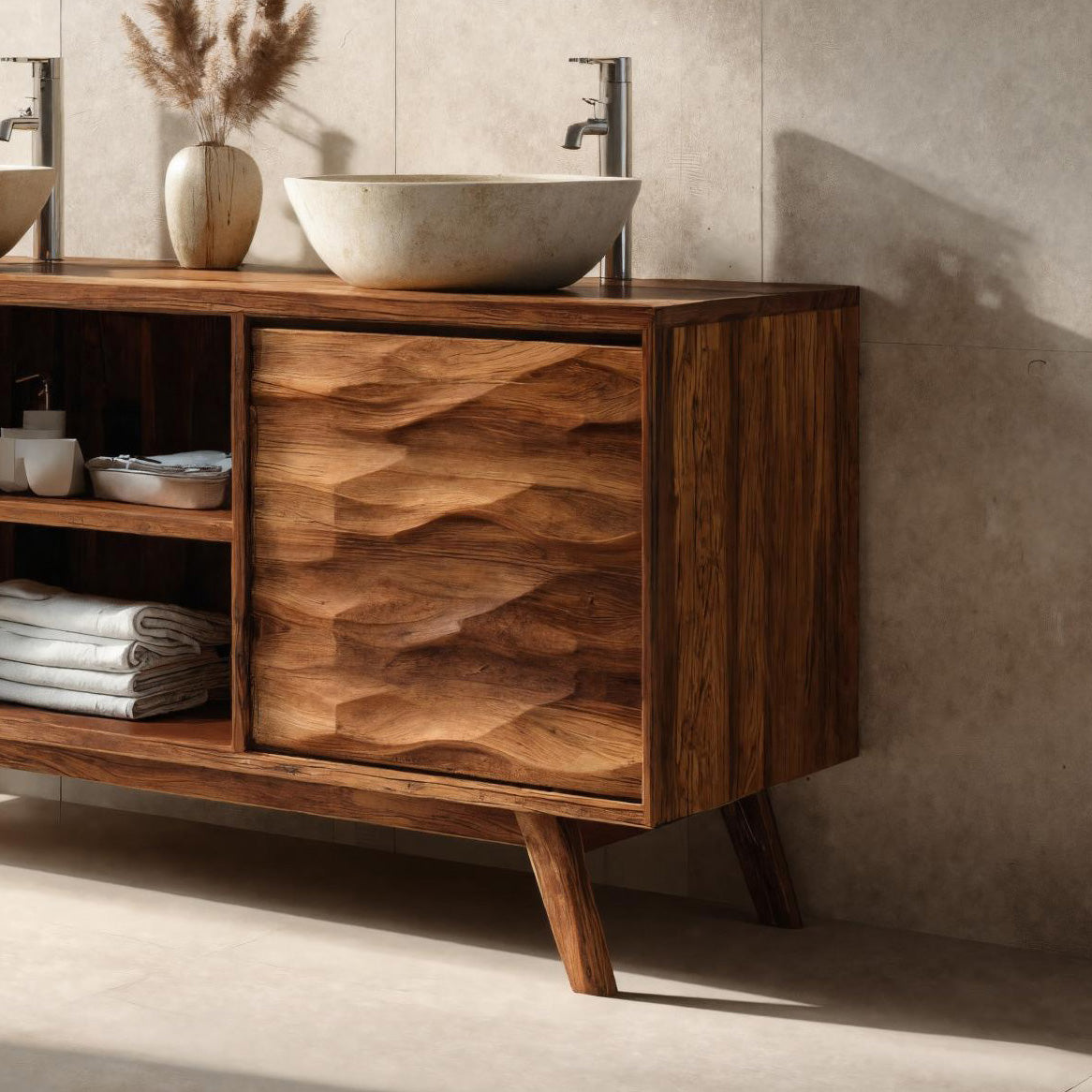 Handcrafted Bathroom Vanity Wave Doors Design For Bathroom