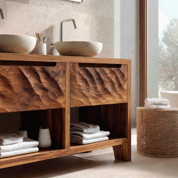 Rustic Bathroom Vanity With Two Drawers For Bathroom Decor