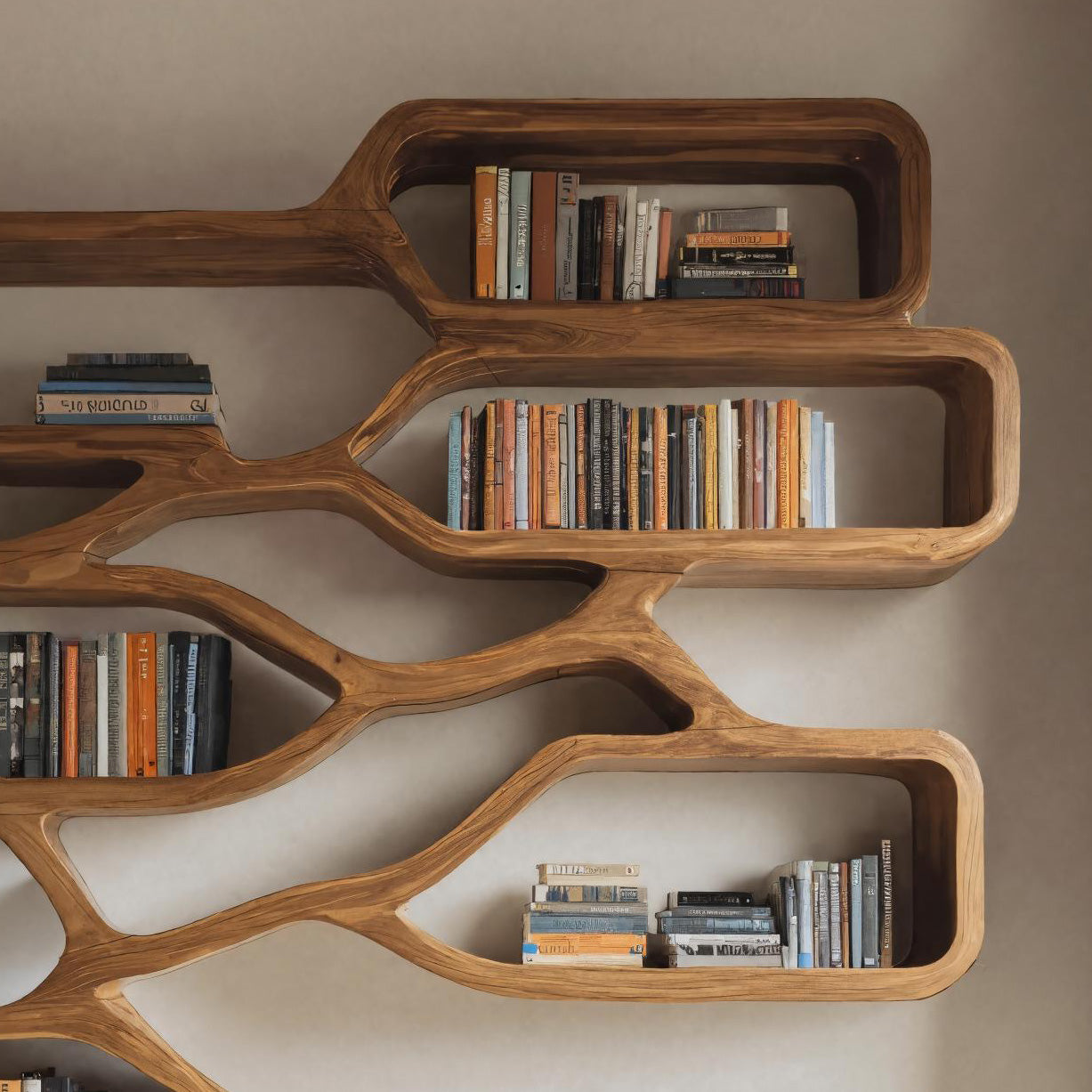 Modern Sculpted Bookcase For Living Room