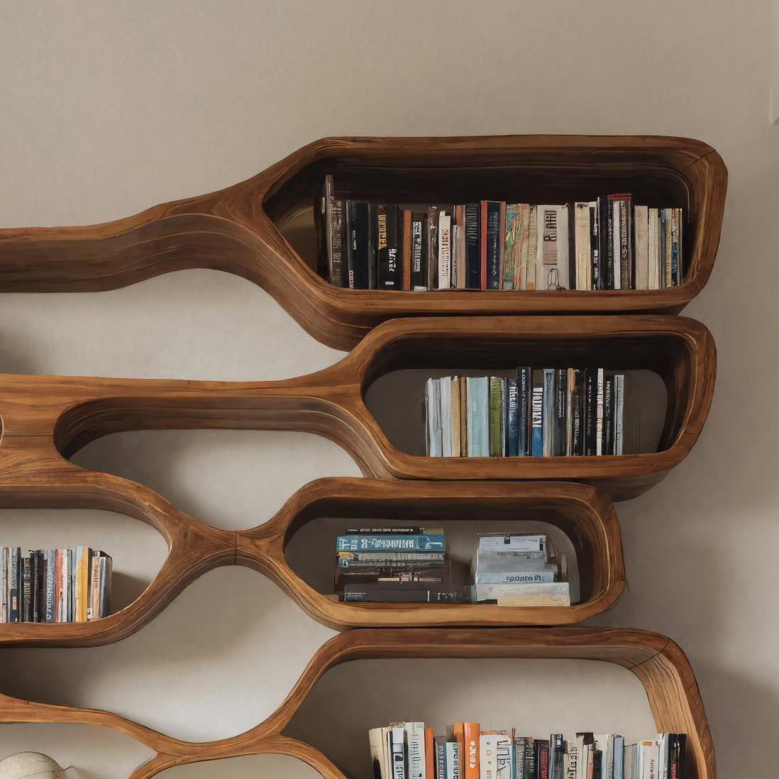 Organic Sculptural Wall Bookcase For Living Room