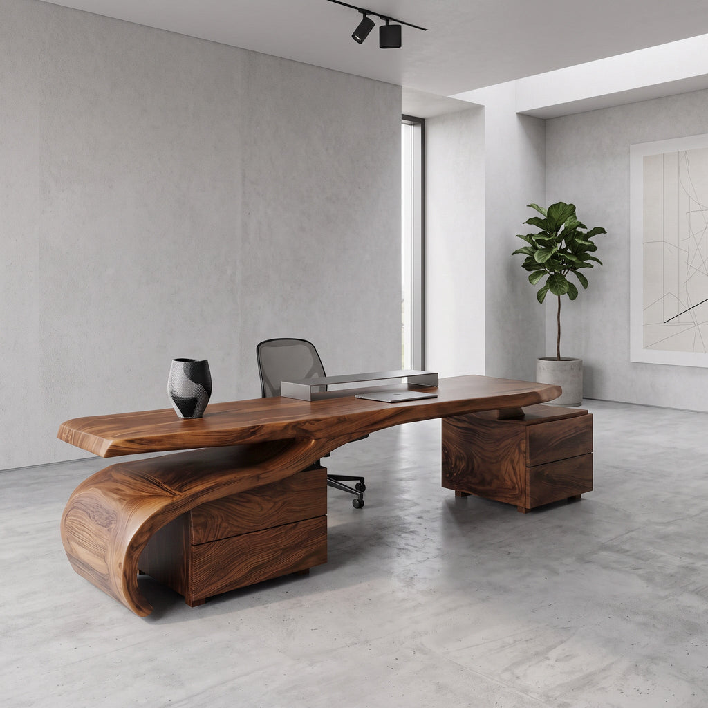 Modern Sculptural Desk With Flowing Design For Home Office
