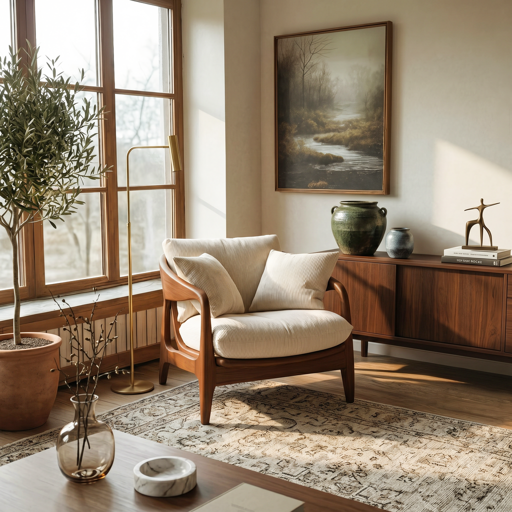 Modern Handcrafted Armchair For Living Room Or Reading Corner