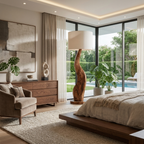 Modern Sculptural Floor Lamp With Curved Base For Bedroom