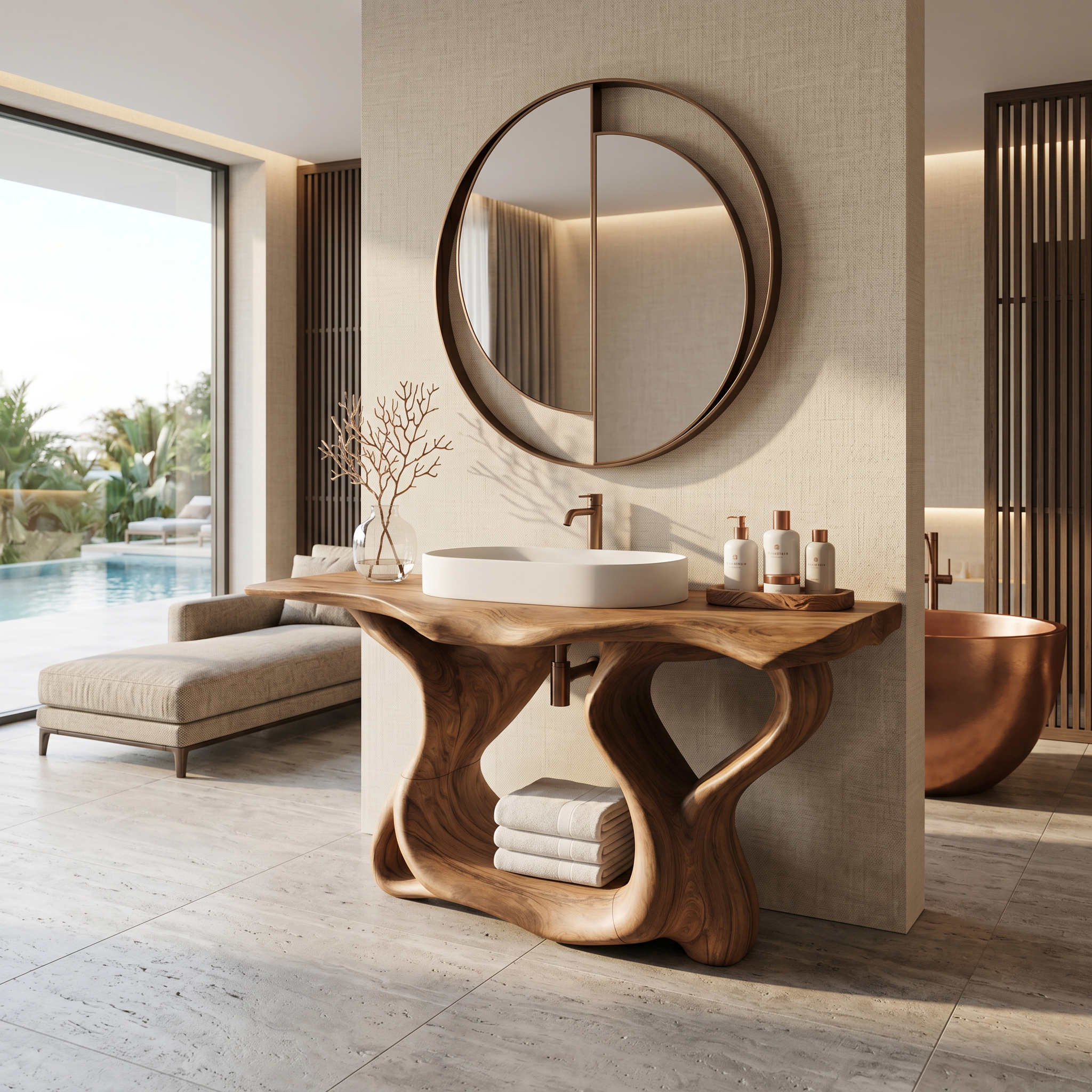 Rustic Solid Wood Vanity For Bathroom Furniture Decor