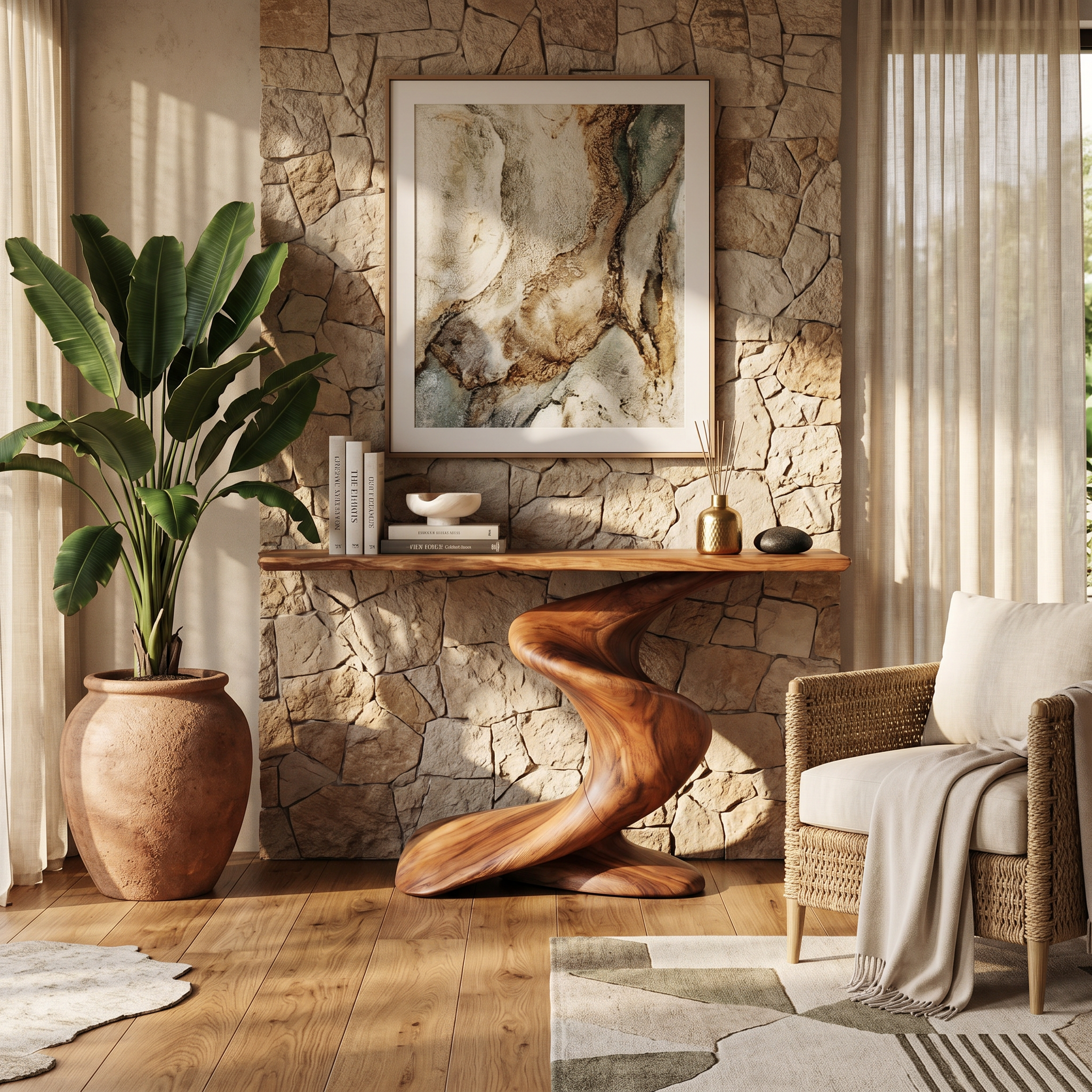 Handcrafted Wood Console Table Furniture Decor