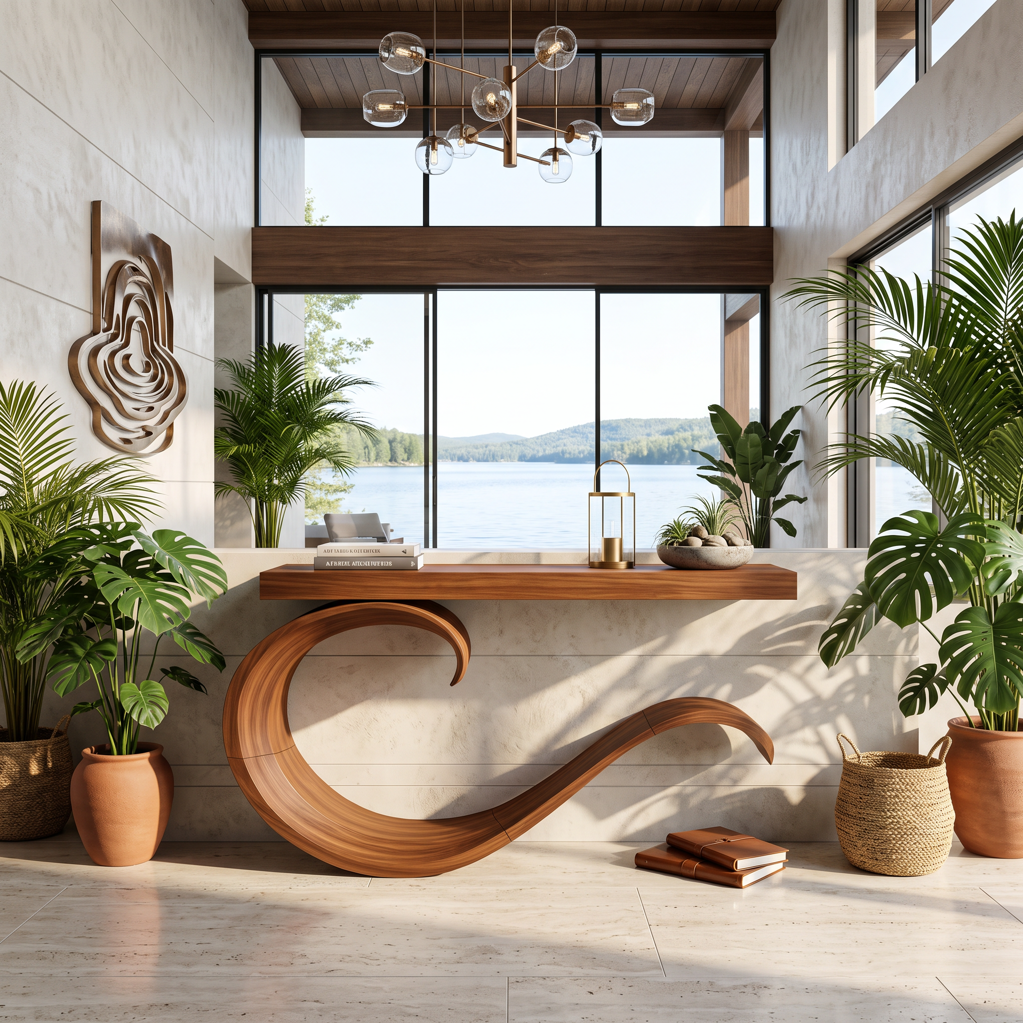 Handcrafted Sculptural Live Edge Console Table For Luxury Living Room