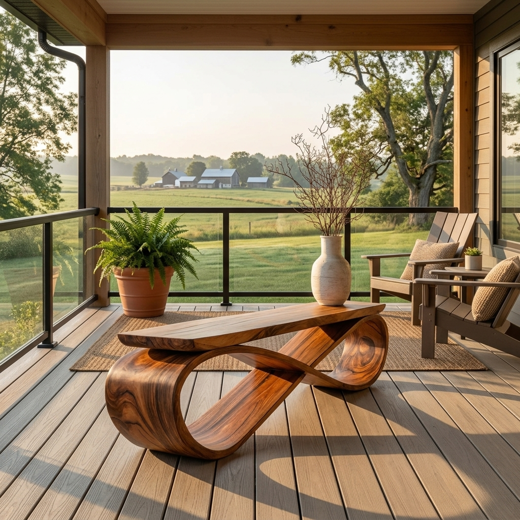 Infinity Loop Sculptural Bench For Entryway Or Living Room