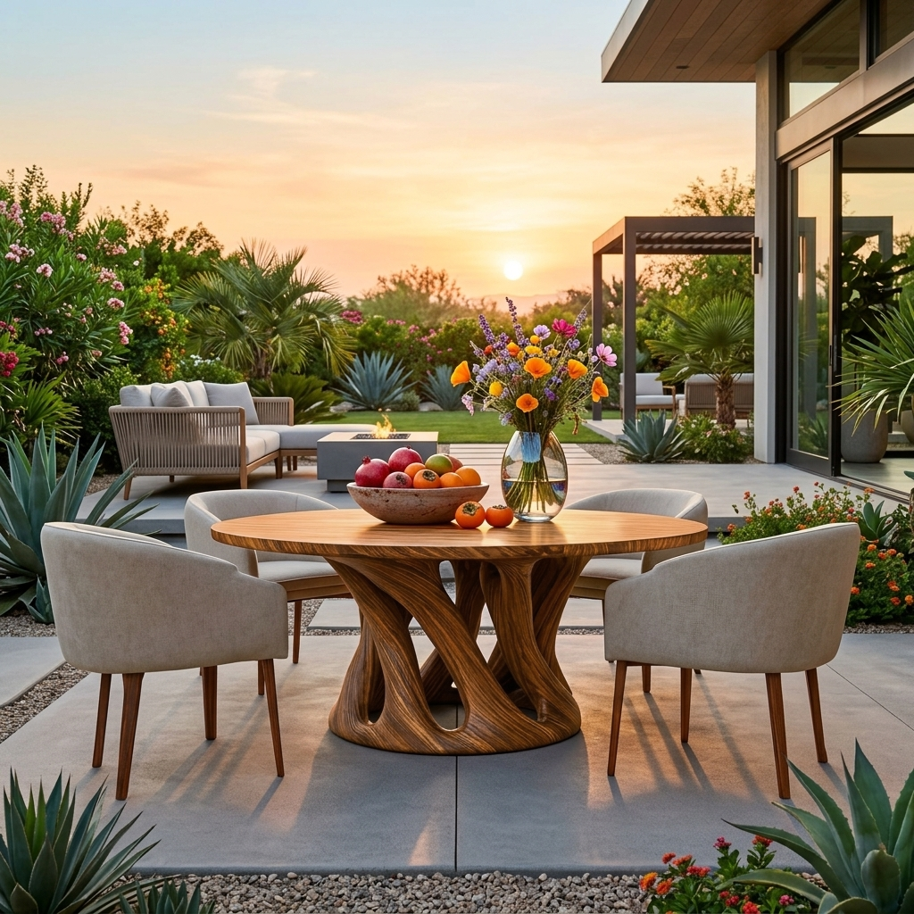 Sculptural Round Dining Table For Contemporary Interior