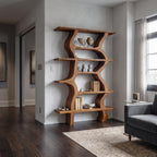 Modern Bookcase With Curved Open Shelf For Living Room