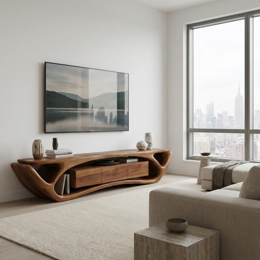 Quiet Luxury Modern Organic TV Console For Living Room