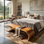 Modern Sculptural Bench With Flowing Curves For Living Room