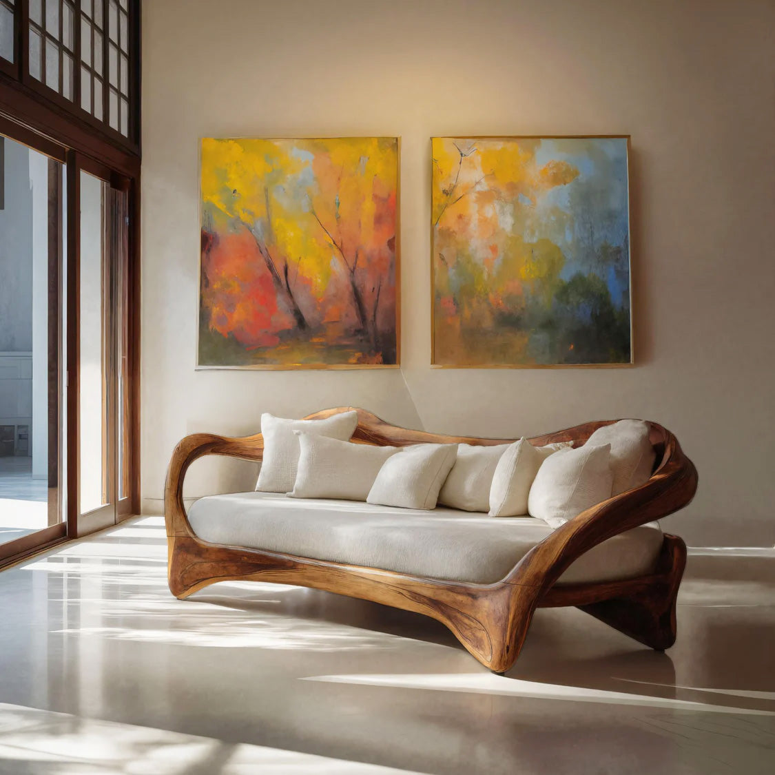 Organic Curved Sofa For Living Room Decor