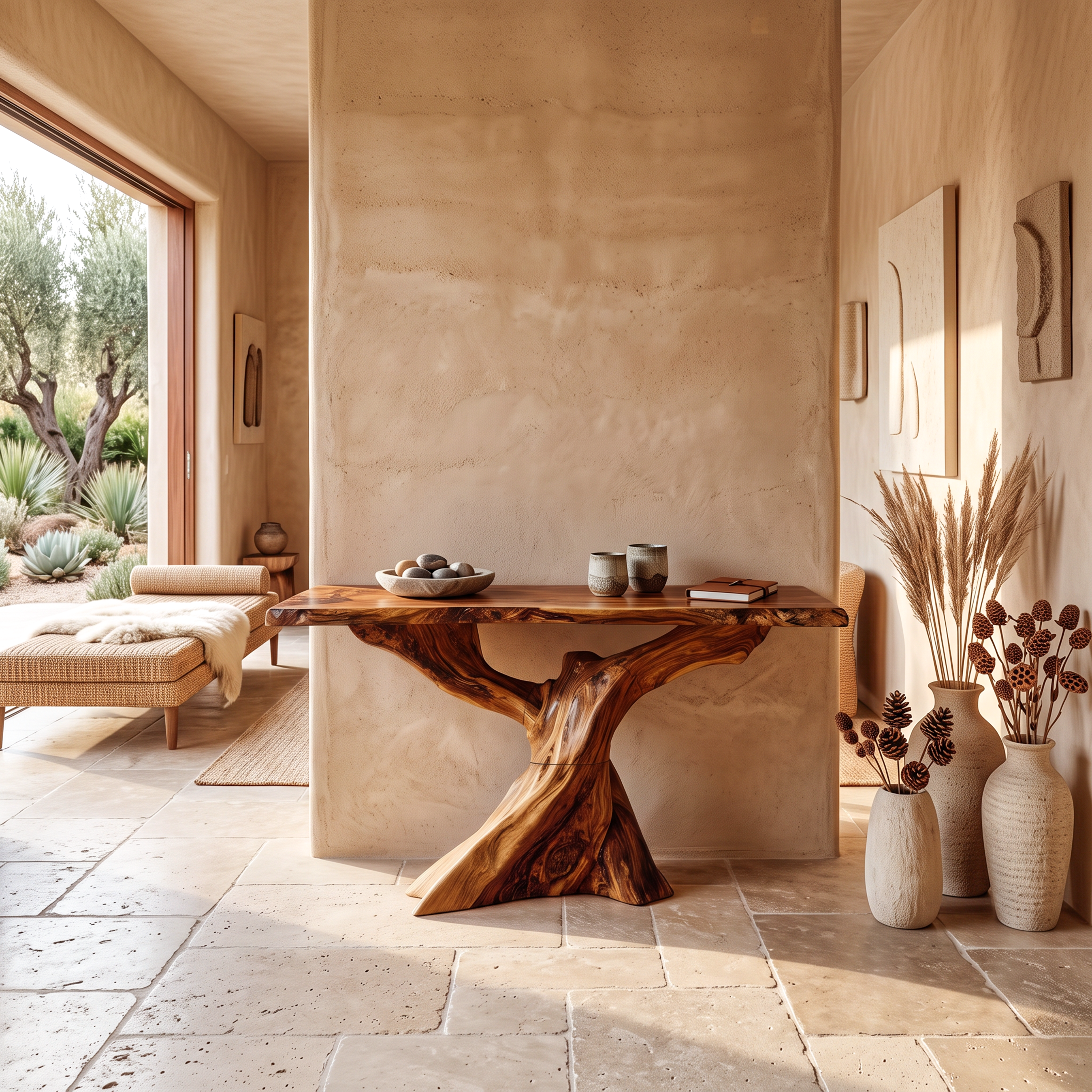 Modern Live Edge Console Table Organic Wood Furniture For Living Room