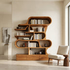 Modern Sculptural Bookshelf With Curved Design For Living Room Or Office