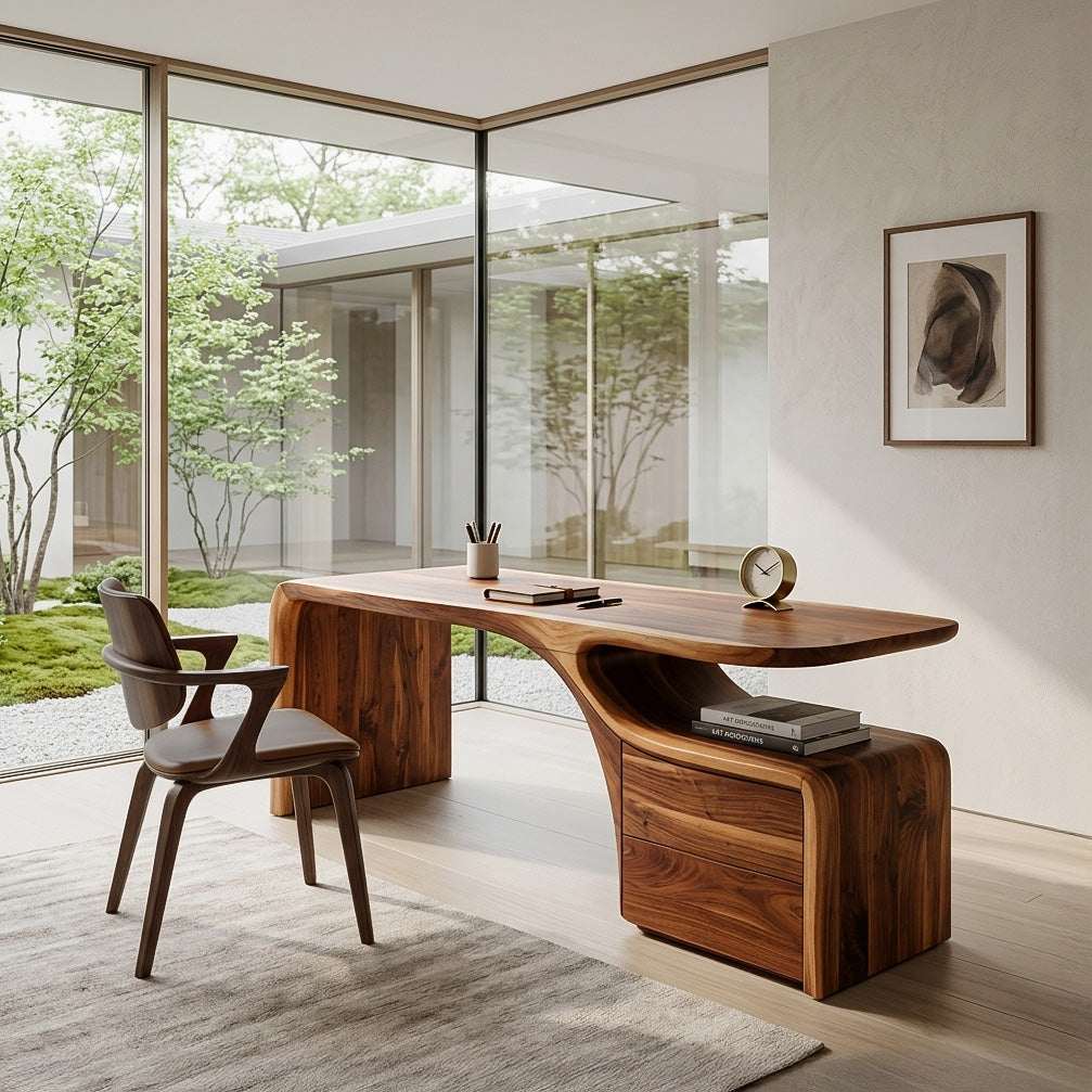Organic Desk With Drawer Storage For Home Office