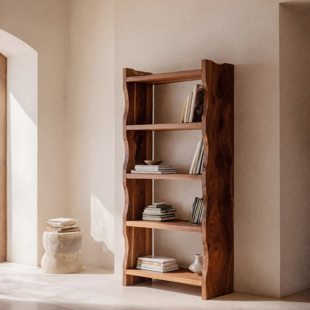 Modern Vertical Bookshelf With Natural Grain Design For Living