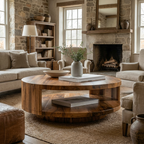 Modern Round Coffee Table With Shelf For Living Room And Lounge