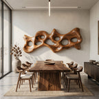 Organic Wall Art Sculpture With Carved Design For Living Room