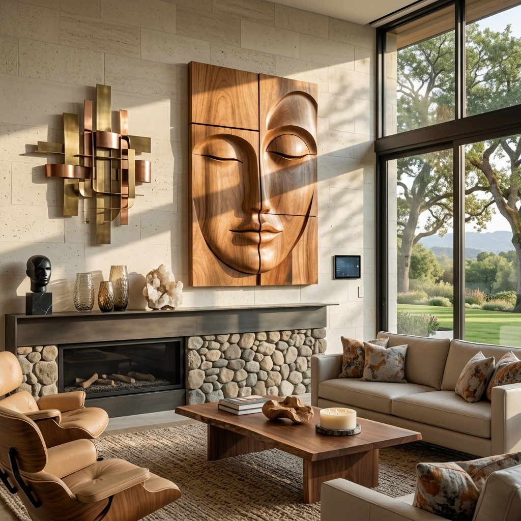 Modern Buddha Face Wall Art Living Room Entryway