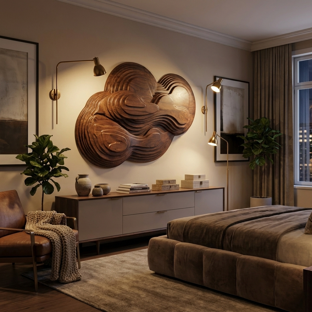 Organic Cloud Wall Sculpture With Layered Design For Bedroom