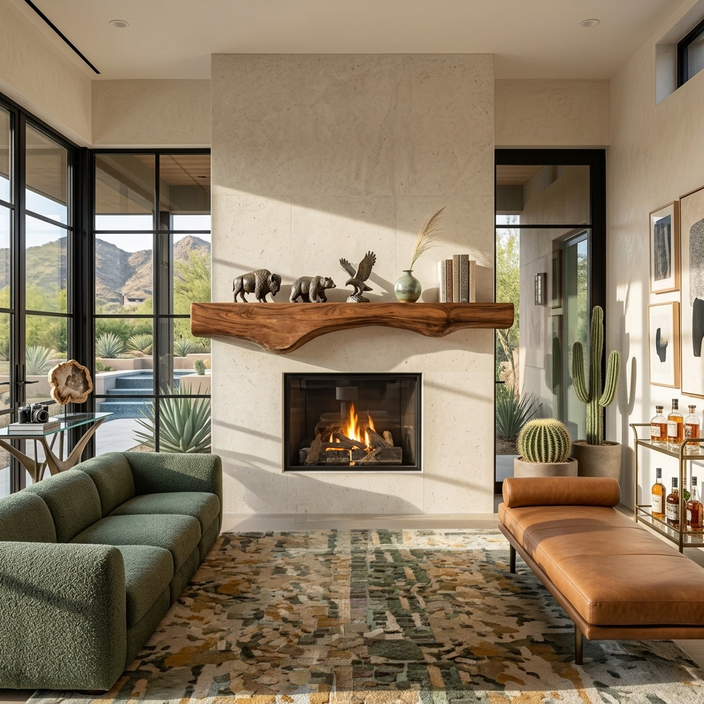 Sculptural Live Edge Fireplace Mantel For Holiday Decoration