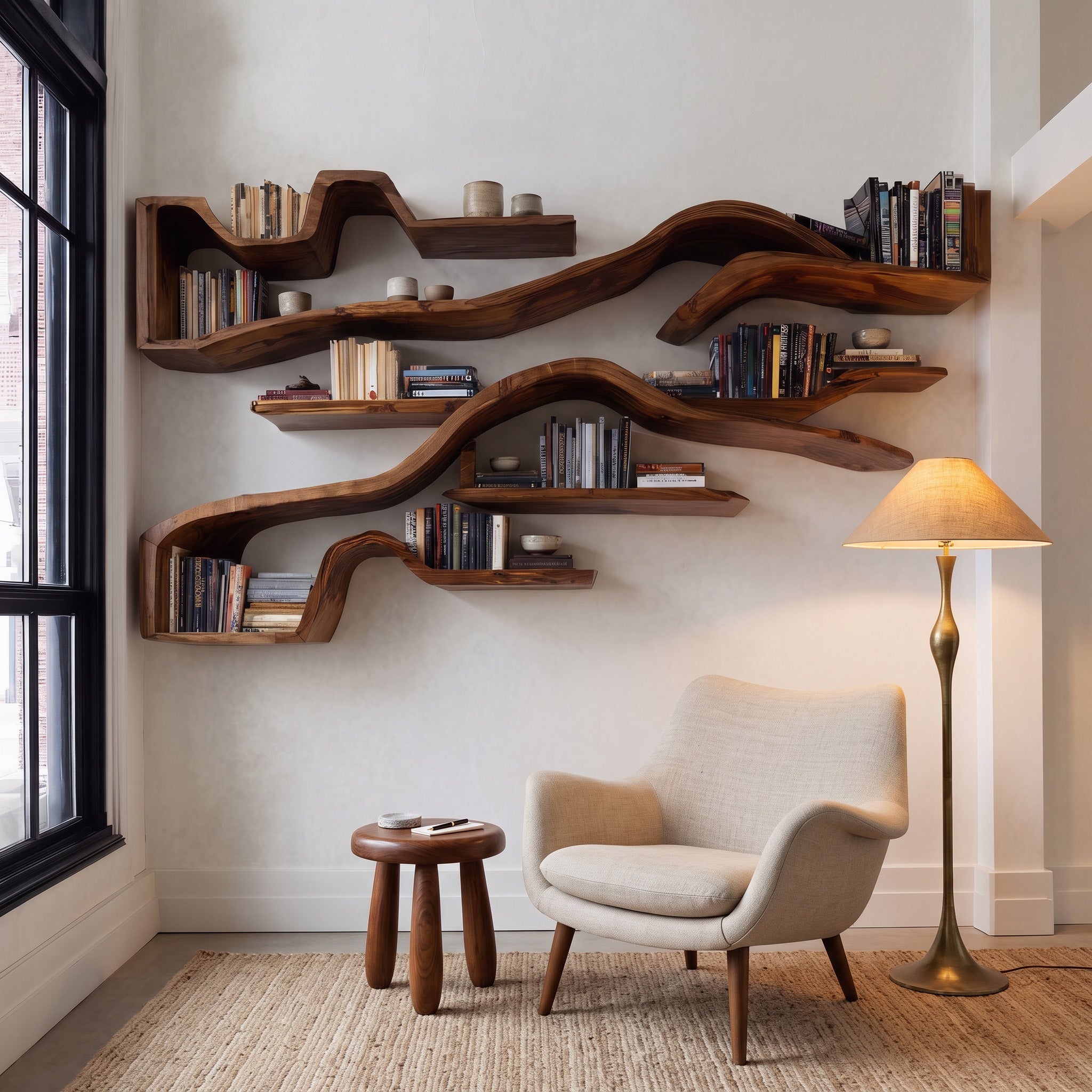 Organic Floating Bookshelf For Living Room Or Study