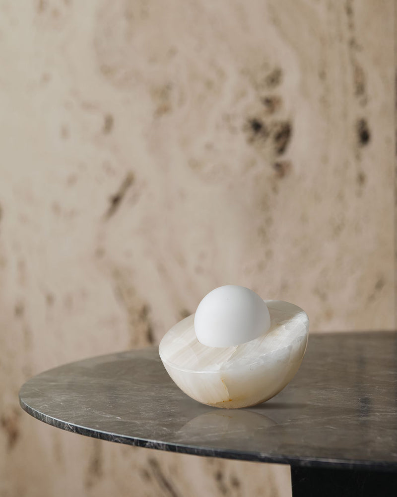 Slinkly Modern Nature Alabaster Dimming Round Bowl Table Lamp for bedroom